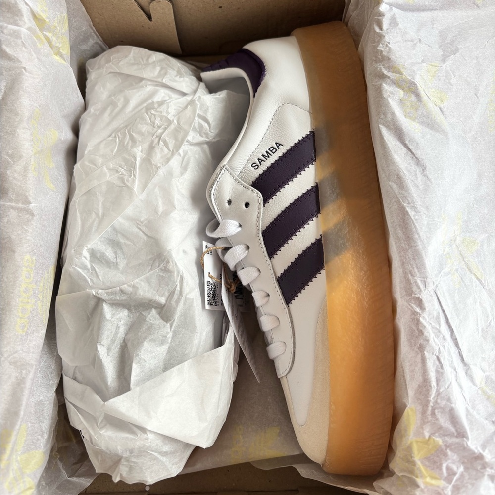 Adidas Samba White and Purple Sneakers
